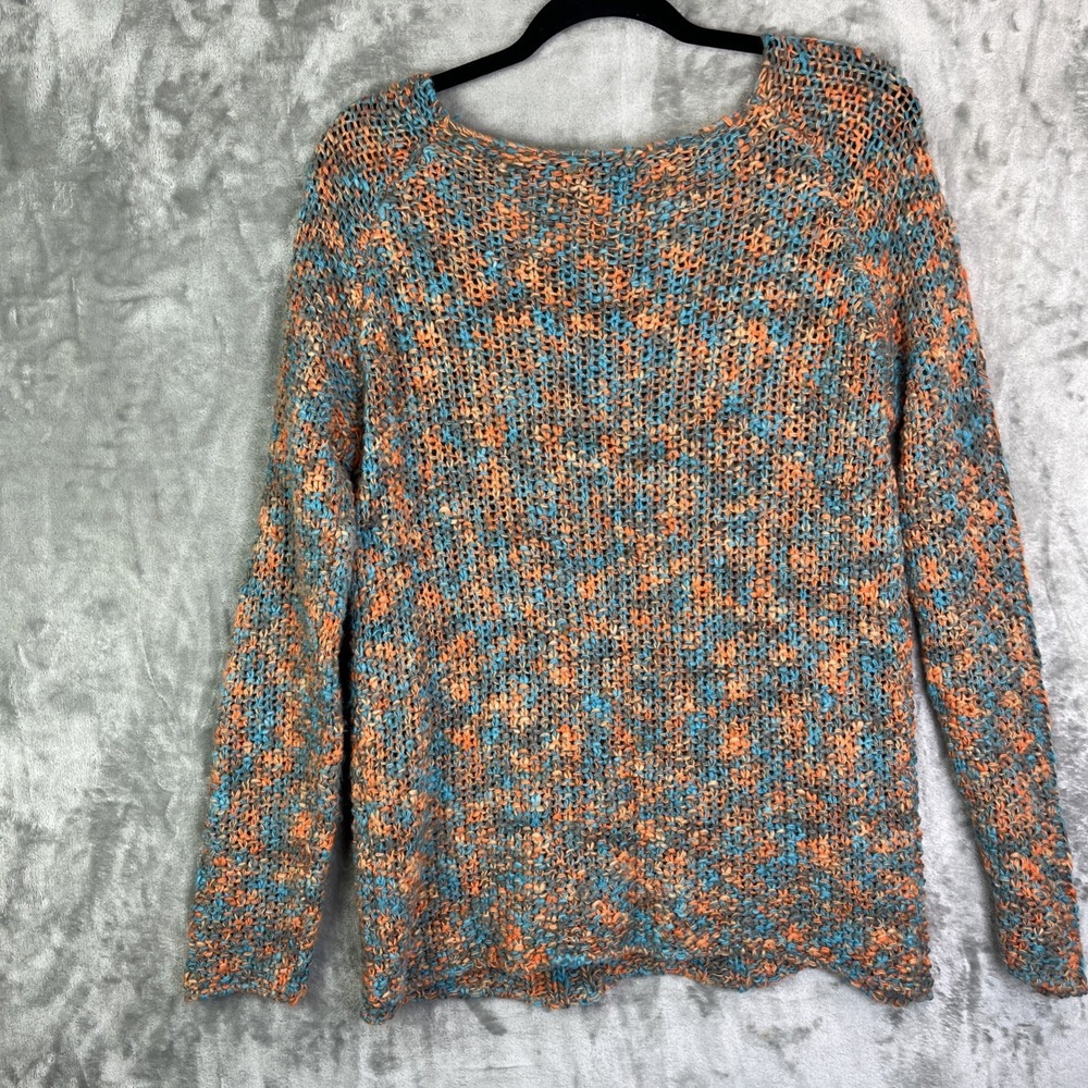 Berretti Sweater Women's S Alpaca Wool Blend Cable Knit Open‎ Weave Orange Italy - Picture 7 of 7